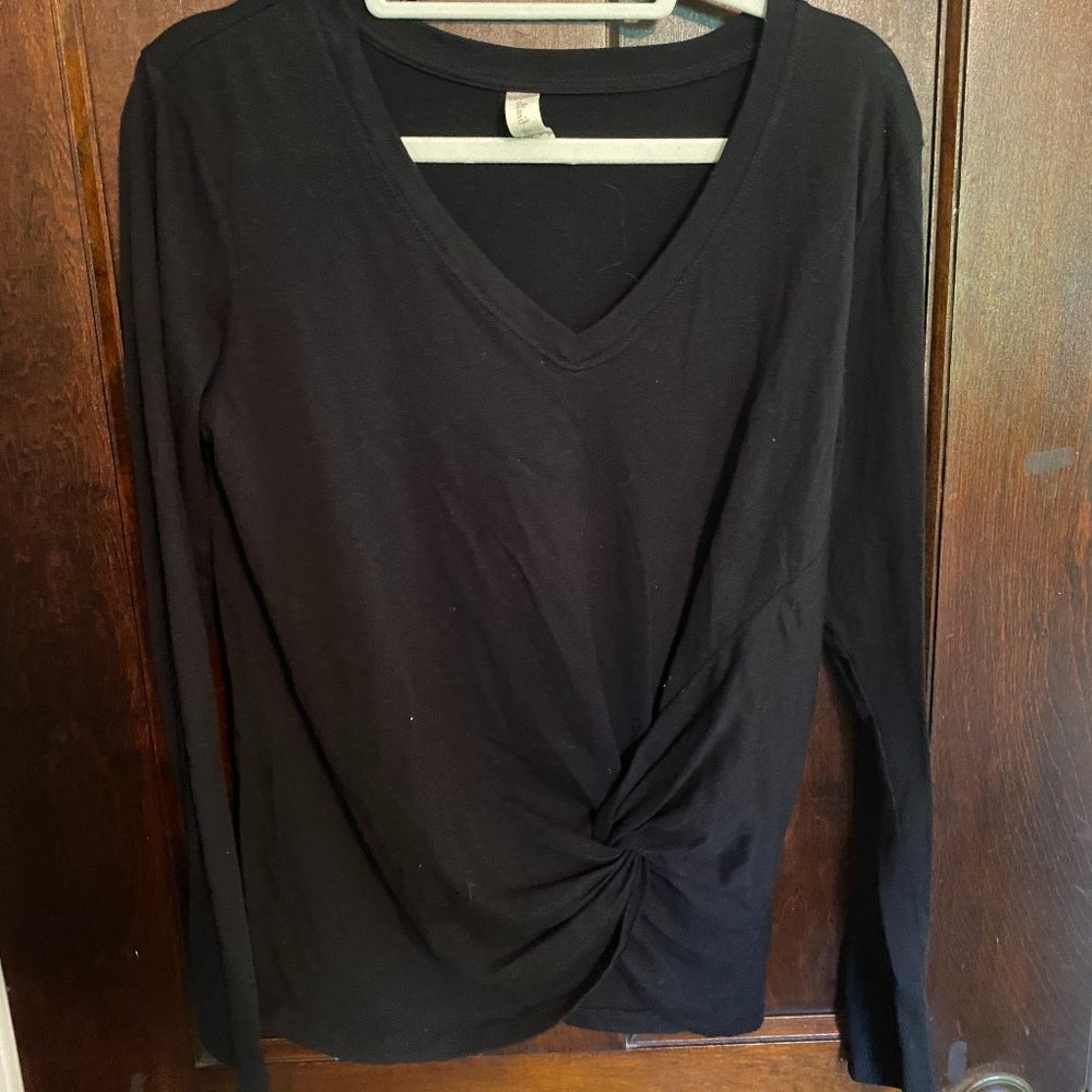 Altar'd State Black Long Sleeve Twist Top